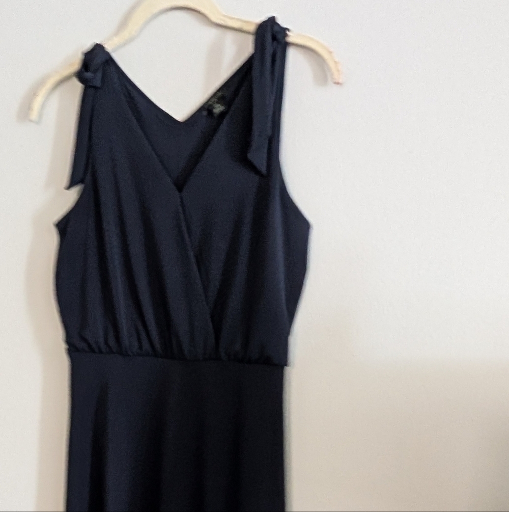 Ann Taylor Navy Sheath Midi Dress V-Neck Cocktail